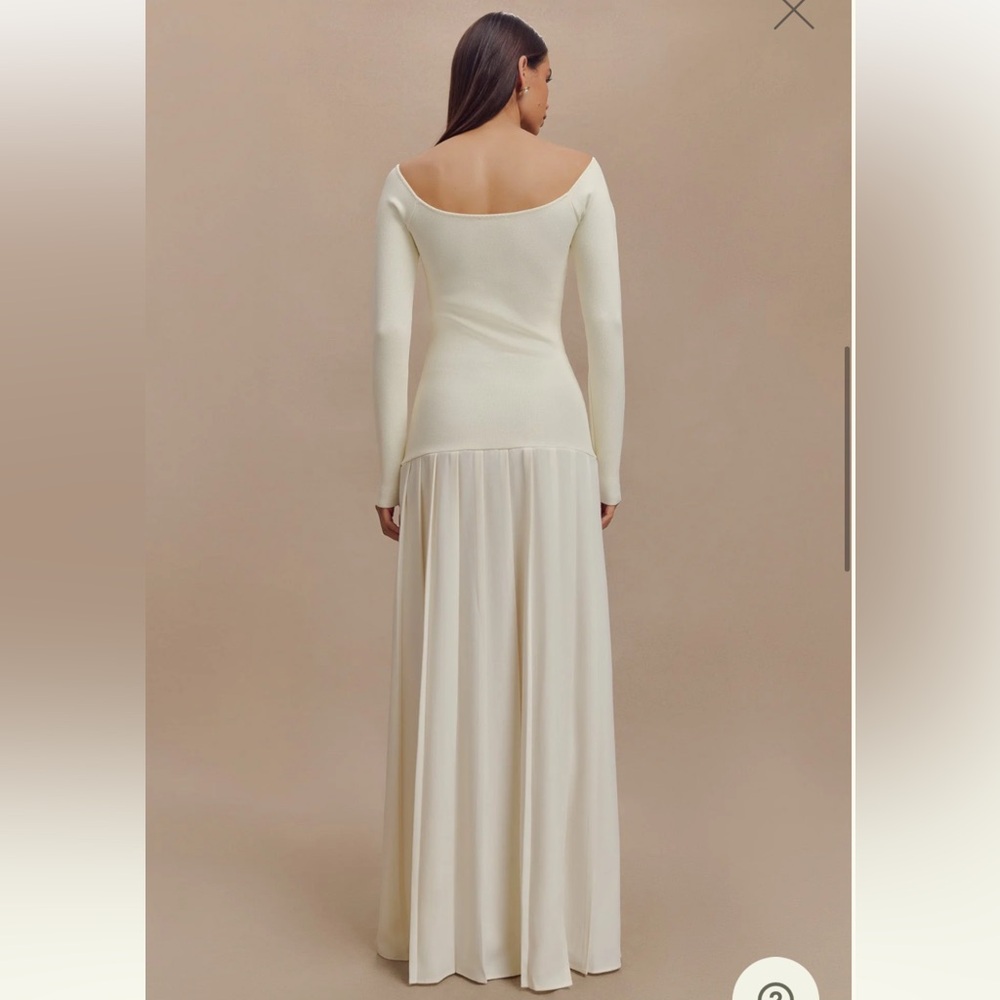 MESHKI Knit Off Shoulder Maxi Dress - Ivory - Picture 2 of 5